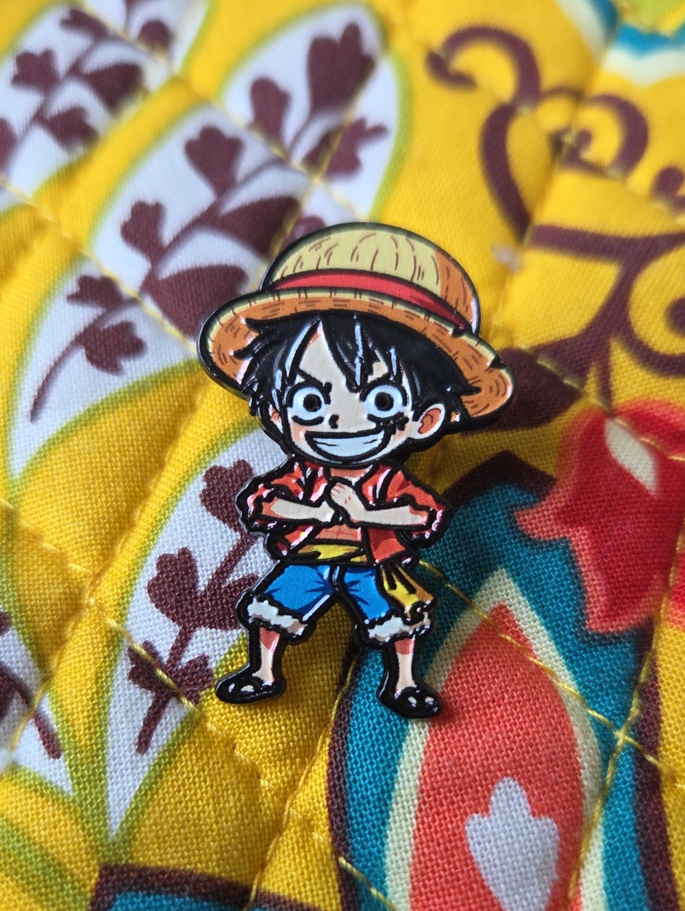 Onepiece Enamel Pin - Yellow Hat, Red Shirt, Blue Shorts